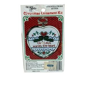 The New Berlin Co. Cross Stitch Ornament Kit - Christmas Warms The Heart Vtg New